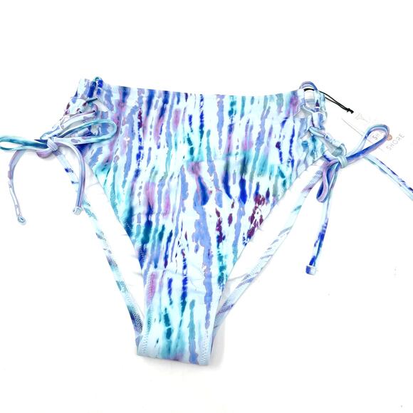 Shade & Shore White Blue Purple Striped Bikini Bottom Size Medium NWT - Picture 5 of 5